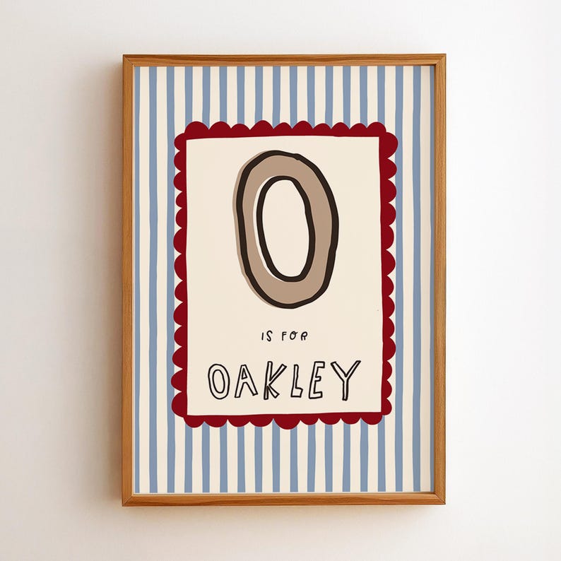 Custom Name Stripes Printable – Retro Initial Print for Kids Name Art ...