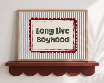 Affiche « Vive l'enfance », rouge, vert et bleu, avec cadre festonné, à télécharger.