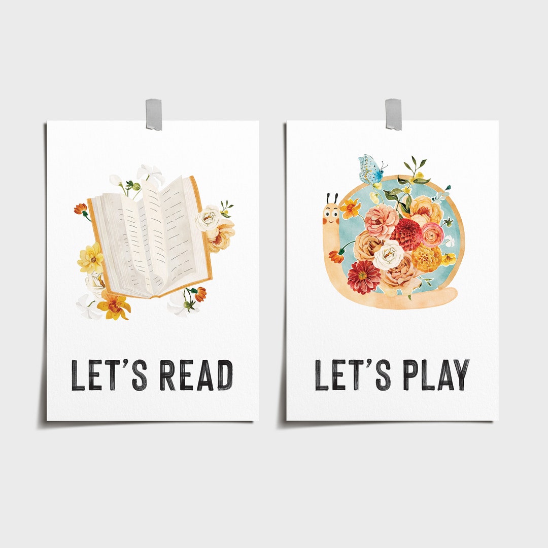 Reading Nook for Kid Sign, Let Read Wall Art, Lets Play, Kids Desk ...