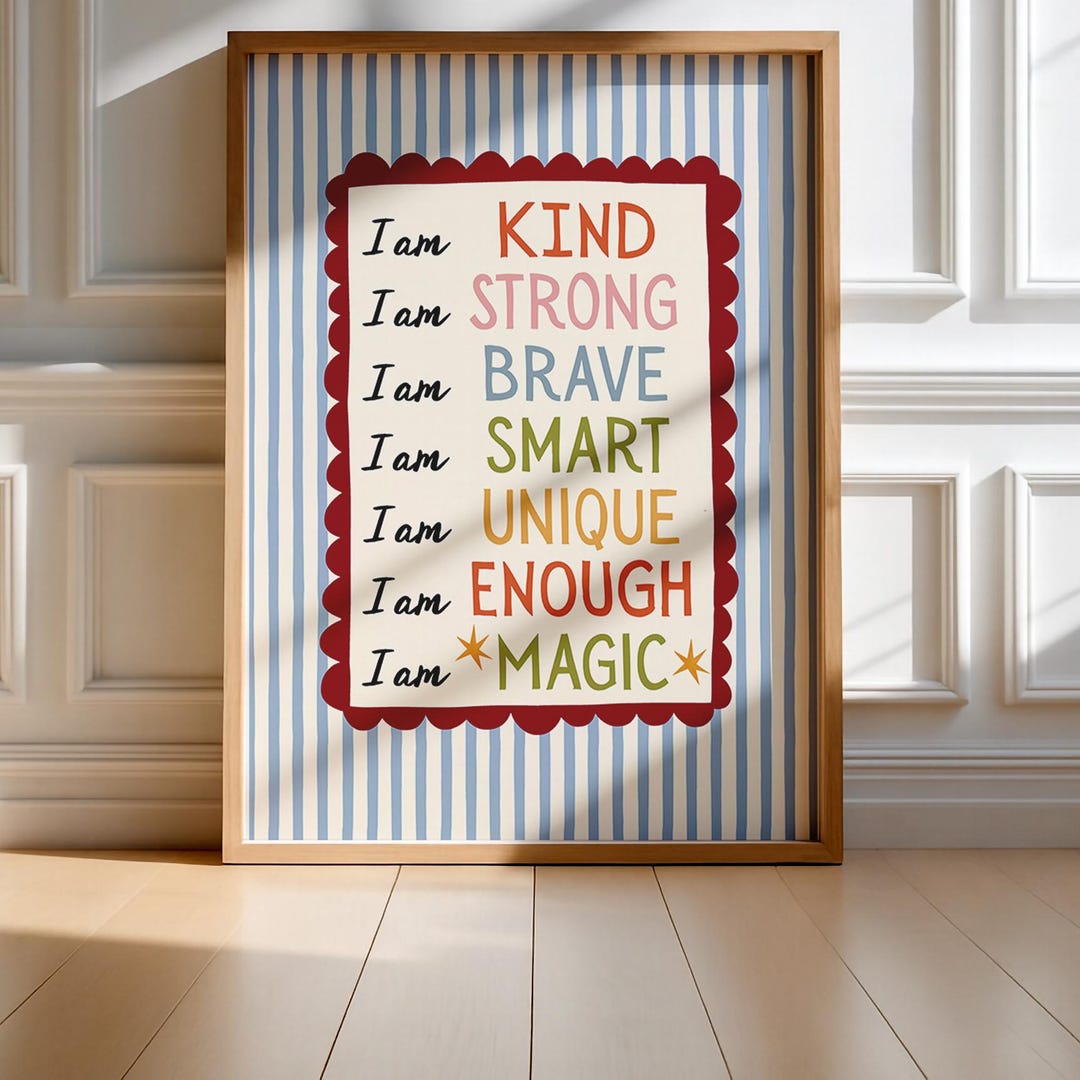 Affirmations Print for Kids, Wall Art for Toddlers, Cute Kids Room ...