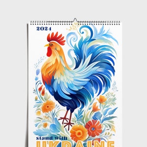 Ukraine wall calendar 2024, christmas gift, AI generated, A4 calendar printed and shipped, 6 languages available
