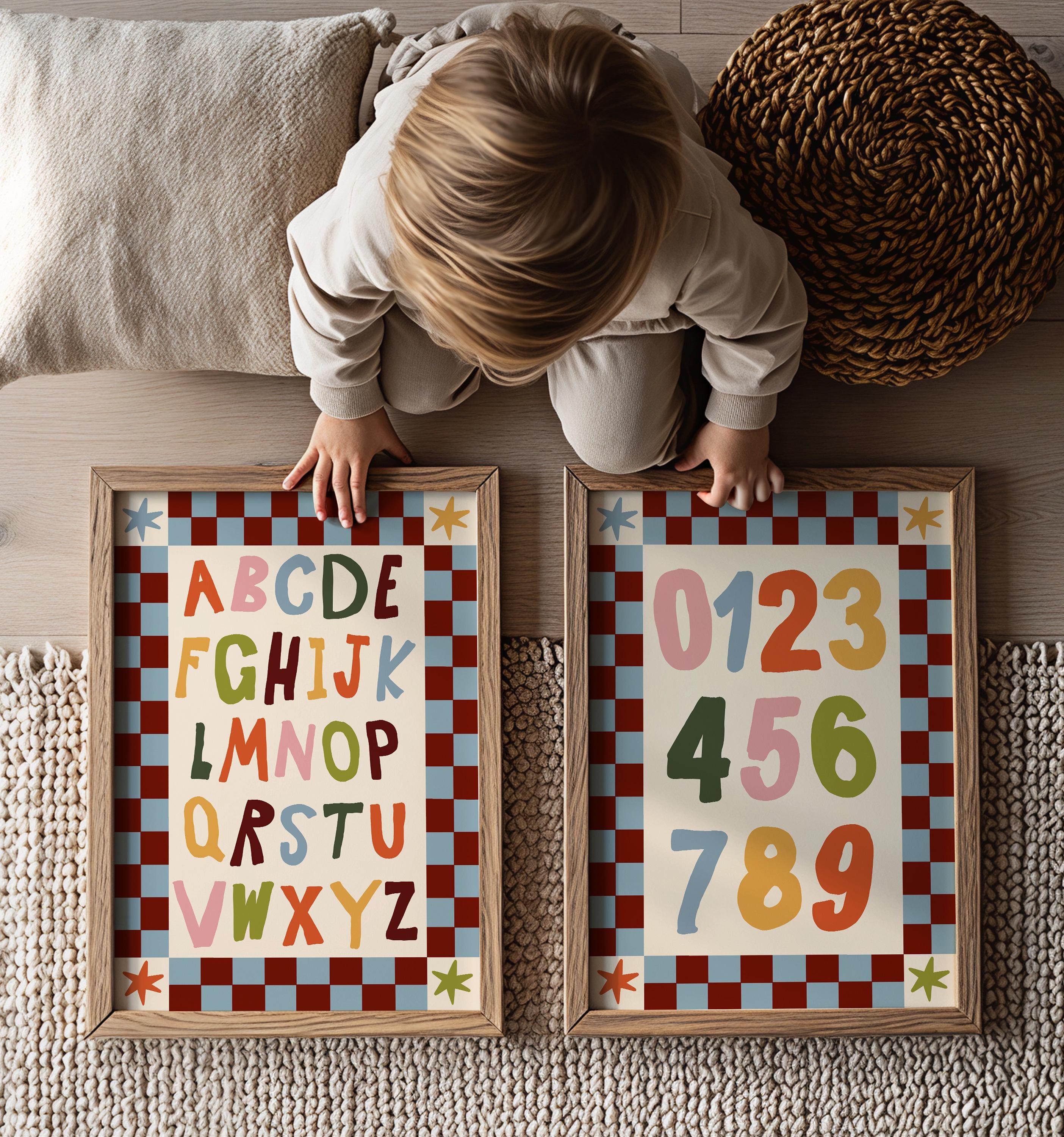 Colorful Alphabet Poster for Kids | Playroom Wall Art | Vintage Nursery ...