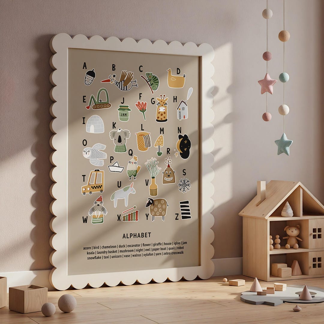 Alphabet Poster for Kids | Playroom Wall Art | Vintage Nursery Decor ...