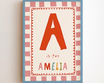 Poster personnalisé pour bébé - poster prénom pour chambre de bébé, cadeau personnalisé pour tout-petit, décoration de chambre, impression initiale pour enfants (téléchargement numérique)