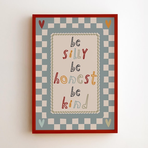 Be Silly Print – Whimsical Prints, Blue Stripe Wall Decor (Instant Download)