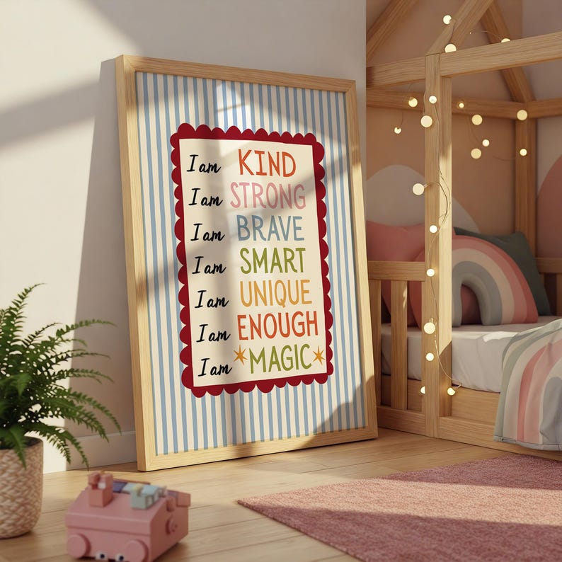 Affirmations Print for Kids, Wall Art for Toddlers, Cute Kids Room ...