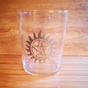 Supernatural Inspired Tumbler Glasses *SALE* ~ Tattoo ~ Hand ~ Samulet ~ Castiel ~ Alcohol ~ Winchester ~