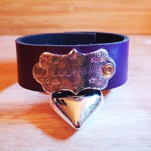 Believe Hand Stamped Faux Leather Cuff ~ bracelet ~ aluminium ~ positivity -Strength ~ courage ~ *SALE*
