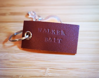 Walker Bait Faux Leather Keyring:-Keychain ~ Hand Stamped ~ Zombies ~ Apocalypse ~ Walking Dead