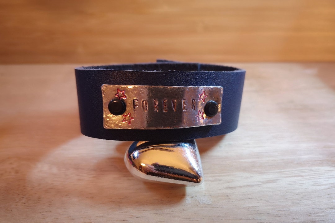 Forever Hand Stamped Faux Leather Cuff Bracelet Vampire Etsy
