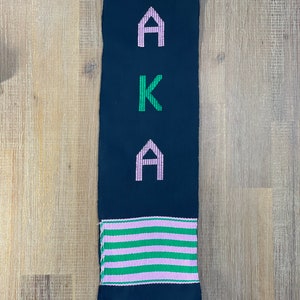 Handwoven Kente Cloth - Alpha Kappa Alpha - AKA - Stole Sash