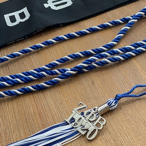 Graduation Set -  Handwoven Kente Cloth - Zeta Phi Beta - Graduation Stole Sash + Cord + Tassel