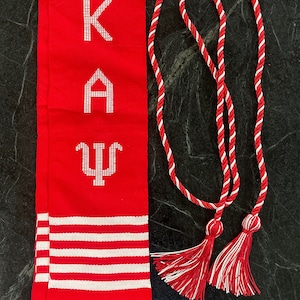 Graduation Set - Handwoven Kente Cloth - Kappa Alpha Psi - Graduation Stole Sash + Cord