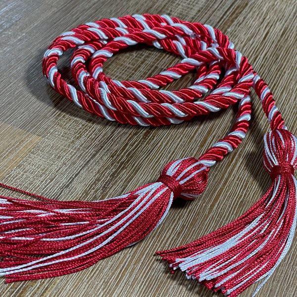 Graduation Cord - Crimson Red and White