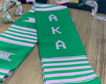 Handwoven Kente Cloth - Alpha Kappa Alpha - AKA - Stole Sash