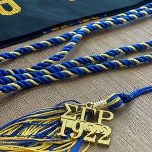 Graduation Set - Handwoven Kente Cloth - Sigma Gamma Rho - Graduation Stole Sash + Cord + Tassel