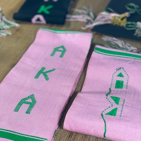 Handwoven Kente Cloth - Alpha Kappa Alpha - AKA - Graduation Stole Sash