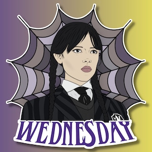 WEDNESDAY Gloss Sticker, Wednesday Addams, Addams Family, Jenna Ortega, Wednesday Merch, LGBTQ Art, High Quality Gloss Stickers, gift ideas
