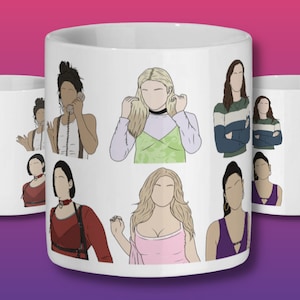 Euphoria Character Ceramic Mug 11oz, Euphoria Cast, Zendaya, Hunter Schafer, Barbie Ferreira, Maude Apatow, Sydney Sweeney, Alexa Demie