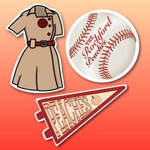 A League Of Their Own Gloss Sticker Pack, Rockford Peaches, Baseball, Darcy Carden, Abbi Jacobson, LGBTQ Art 3 High Quality Gloss Stickers