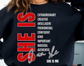 She Is Strong PNG, Woman Affirmation PNG, Empowering Quote PNG, Bold Typography Png, Minimalist Self Love Png, Typography Png