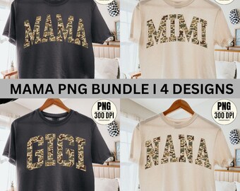 Mama Nana Gigi Mimi PNG Bundle, Camo Family Sublimation Designs (Digital Download)