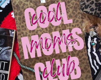 Moms Club PNG, Trendy Mama Graphic Tee Design (Digital Download)