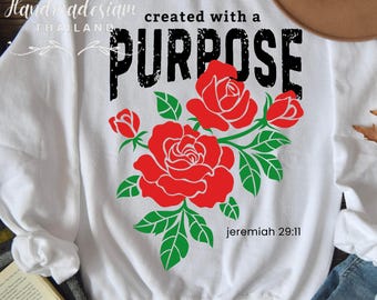 Created With A Purpose SVG | Christian PNG for Shirts | Jeremiah 29:11 Bible Verse | Inspirational Faith Design | Cricut Silhouette Cut File