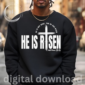 He Is Risen Easter SVG PNG: Christian Religious Design (Digital Download)