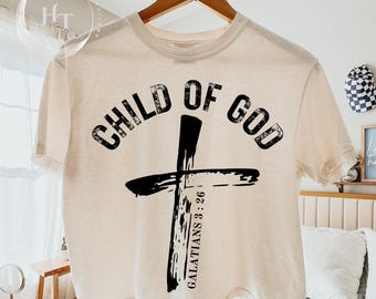 Enfant de Dieu PNG, conception PNG chrétienne, foi chemise PNG, Jésus Png, graphique chrétien rétro, citation biblique Png, sublimation religieuse
