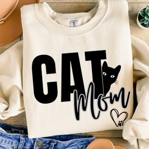 猫ママ SVG PNG PDF、猫ママ SVG、足跡ママ SVG、猫好き SVG、ペット SVG、猫好き SVG、毛皮ママ SVG、ママシャツ SVG、猫ママ T シャツ SVG