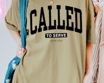 Llamado al servicio cristiano SVG PNG, versículo bíblico de Marcos 10:45, diseño de camiseta basado en la fe, gráfico de voluntariado de la iglesia ministerial