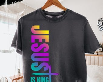 Jesus ist König PNG, christliches Shirt-Design, Glaube Sublimationsgrafik, religiöses trendiges T-Shirt herunterladen