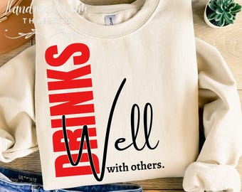 Drinks Well With Others SVG PNG: Funny Alcohol Clipart (Digital Download)