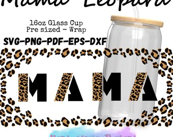 Libbey Leopard Print SVG 16oz, Libbey glass 16oz svg, Libbey glass can SVG, Animal print svg, Animal svg, Cheetah Prints