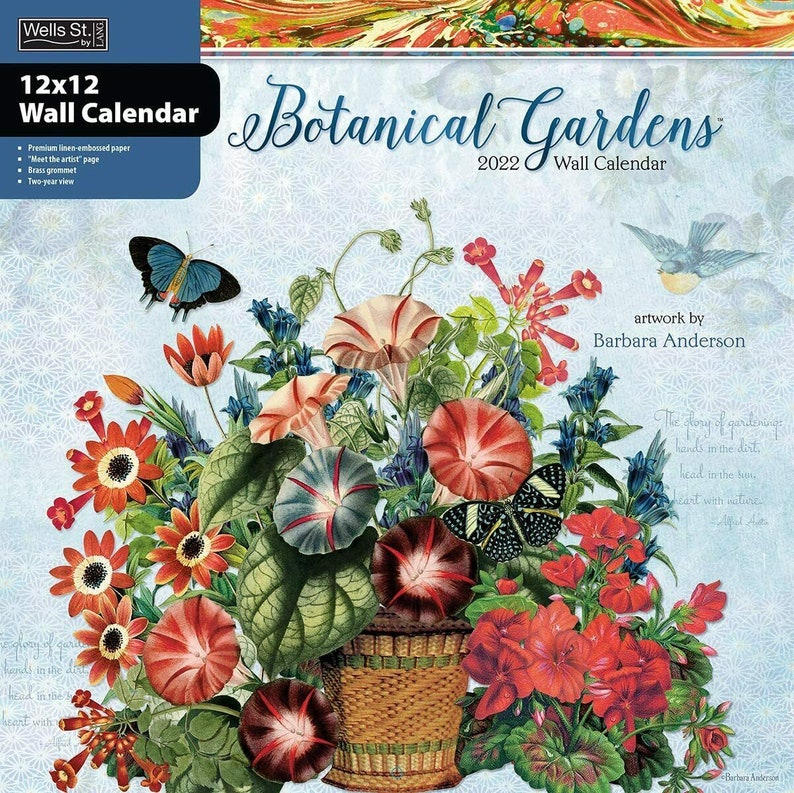 WSBL Botanical Gardens 2022 12X12 Wall Calendar Etsy