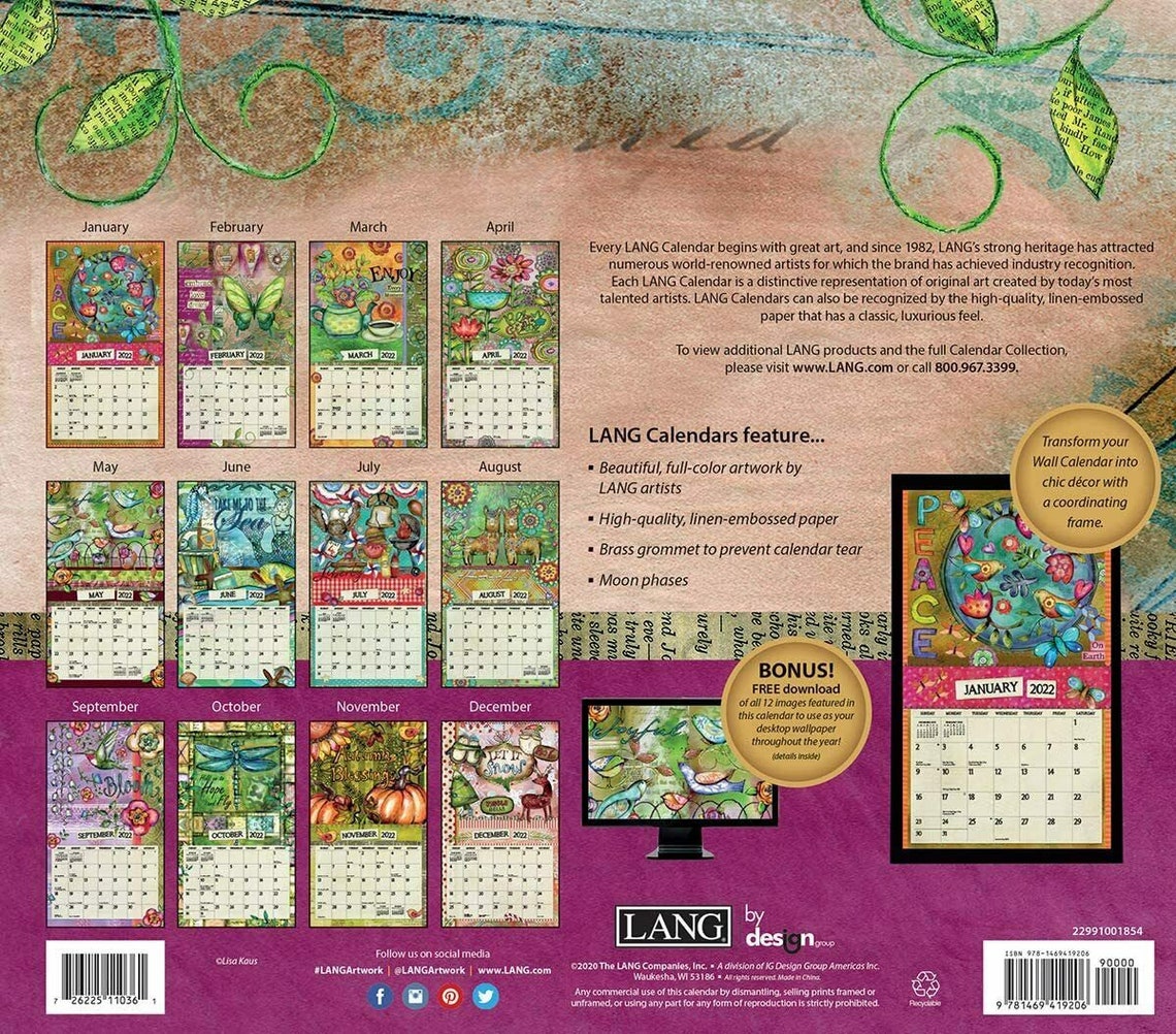 Lang Color My World 2022 Wall Calendar Etsy