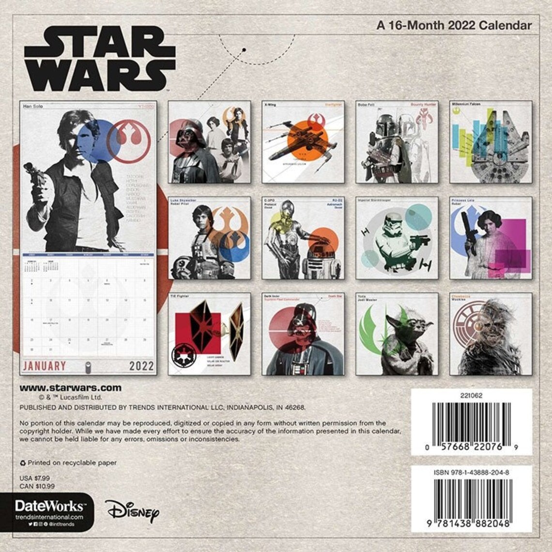 Trends International 2022 Star Wars Mini Wall Calendar Etsy