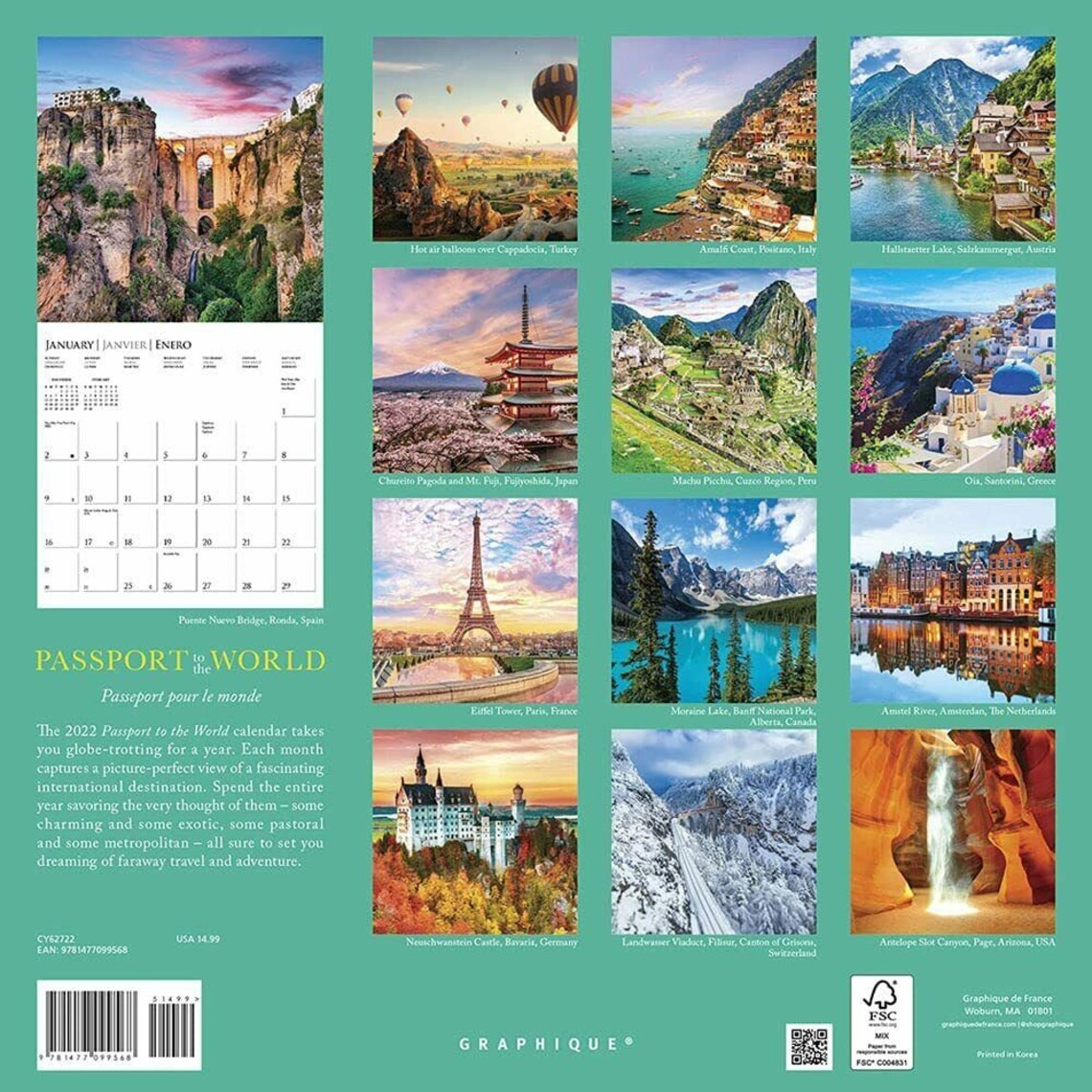 Graphique Passport to The World 2022 Wall Calendar Etsy