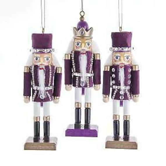Set of 3 Purple and Silver Nutcracker Ornaments Etsy