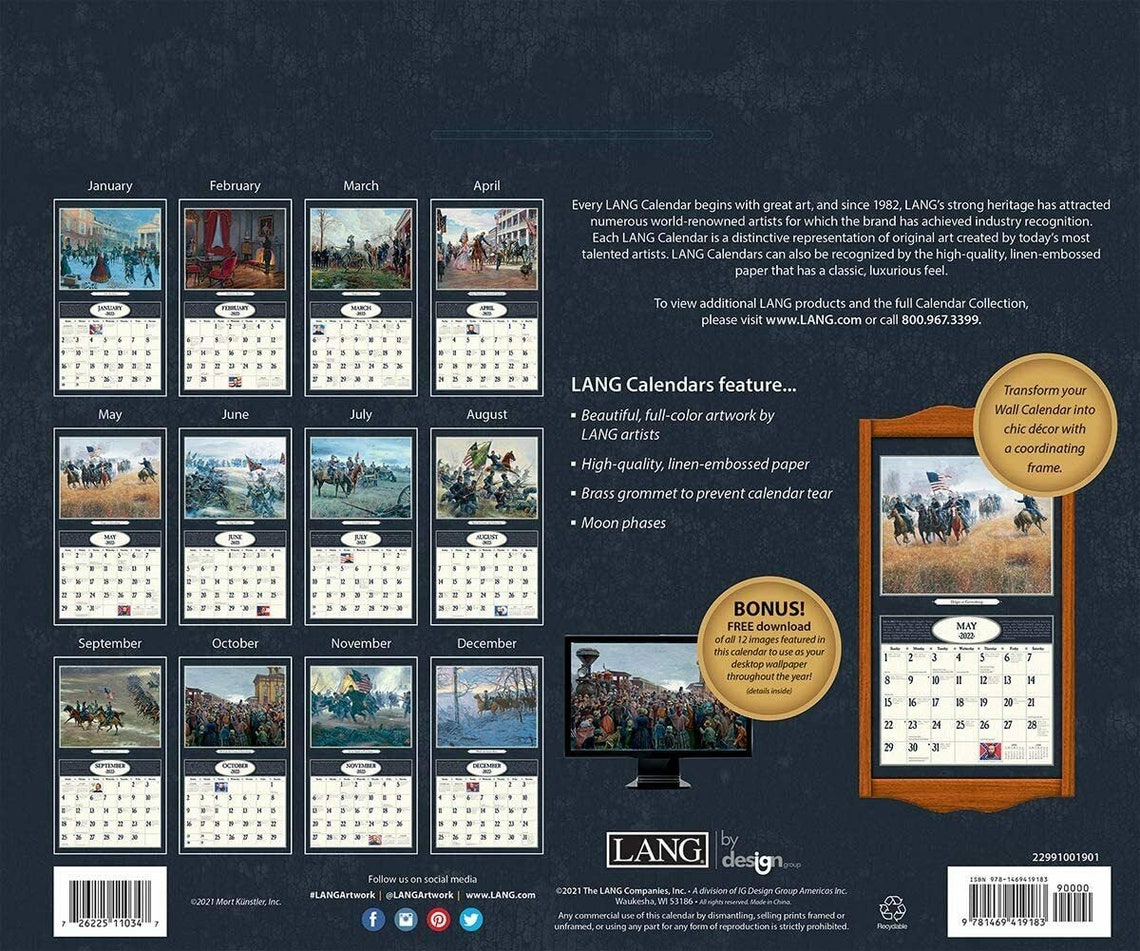 Lang Civil WAR 2022 Wall Calendar Etsy