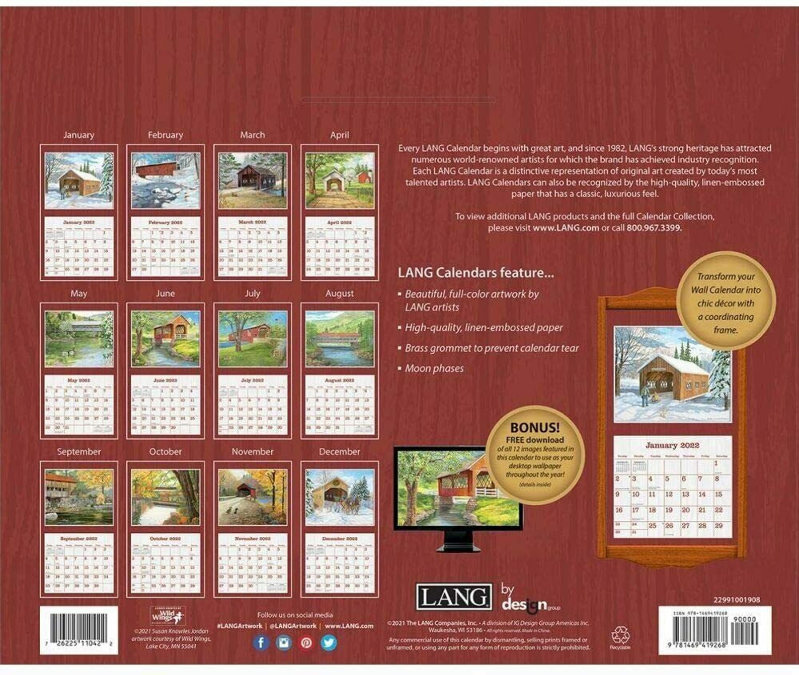 Lang Covered Bridge 2022 Wall Calendar | Etsy