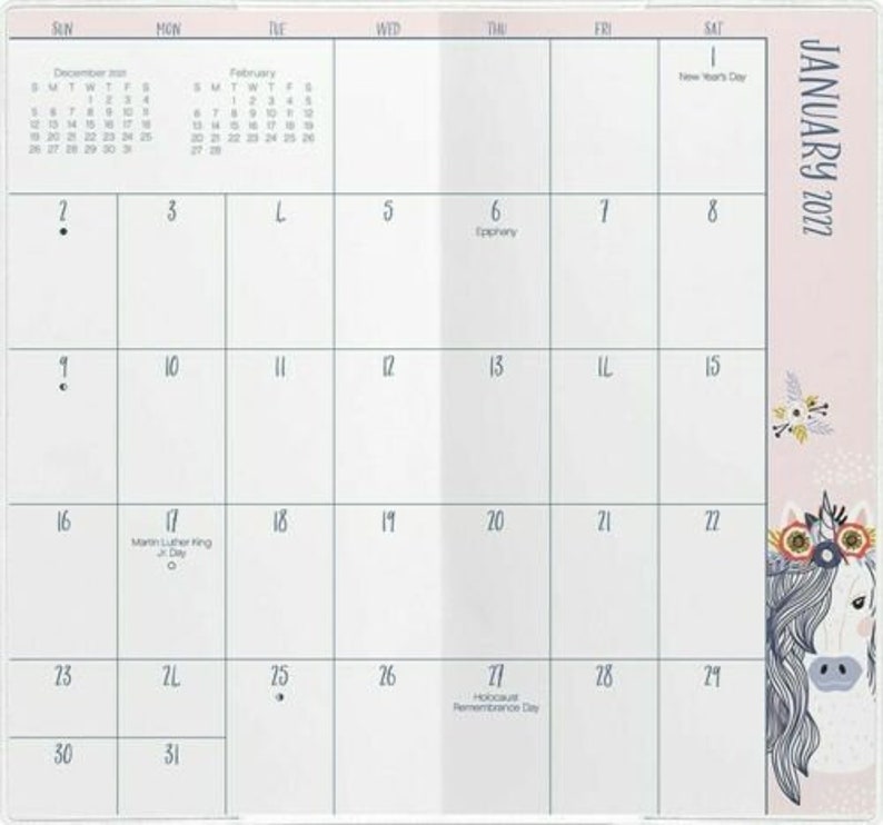 2023 Pocket Calendar Trends International 20222023 Unicorns Pocket Planner Etsy
