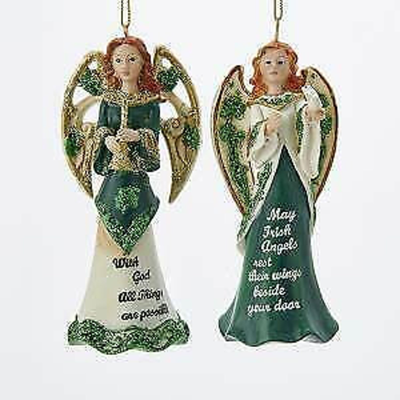 Set of 2 Irish Angel With Saying Ornaments Etsy