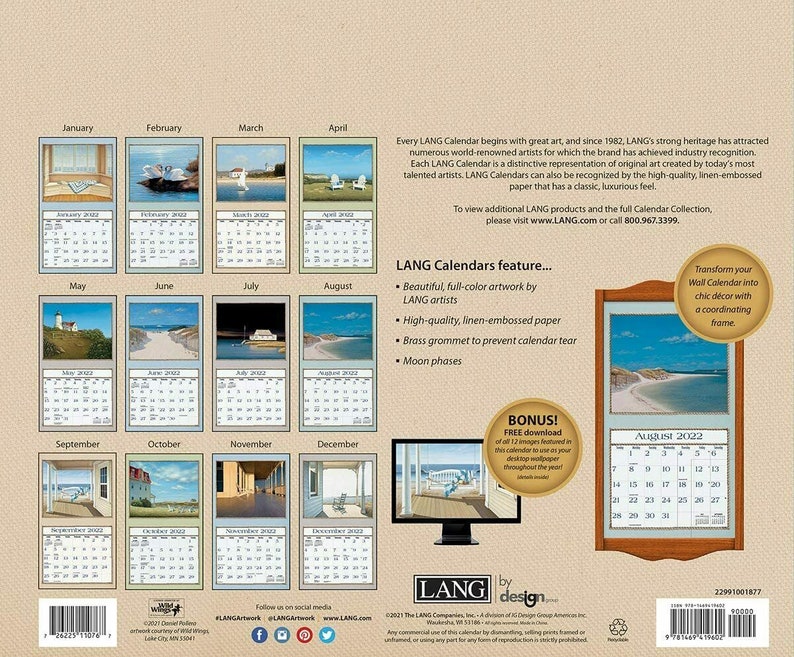 Lang Seaside 2022 Wall Calendar | Etsy