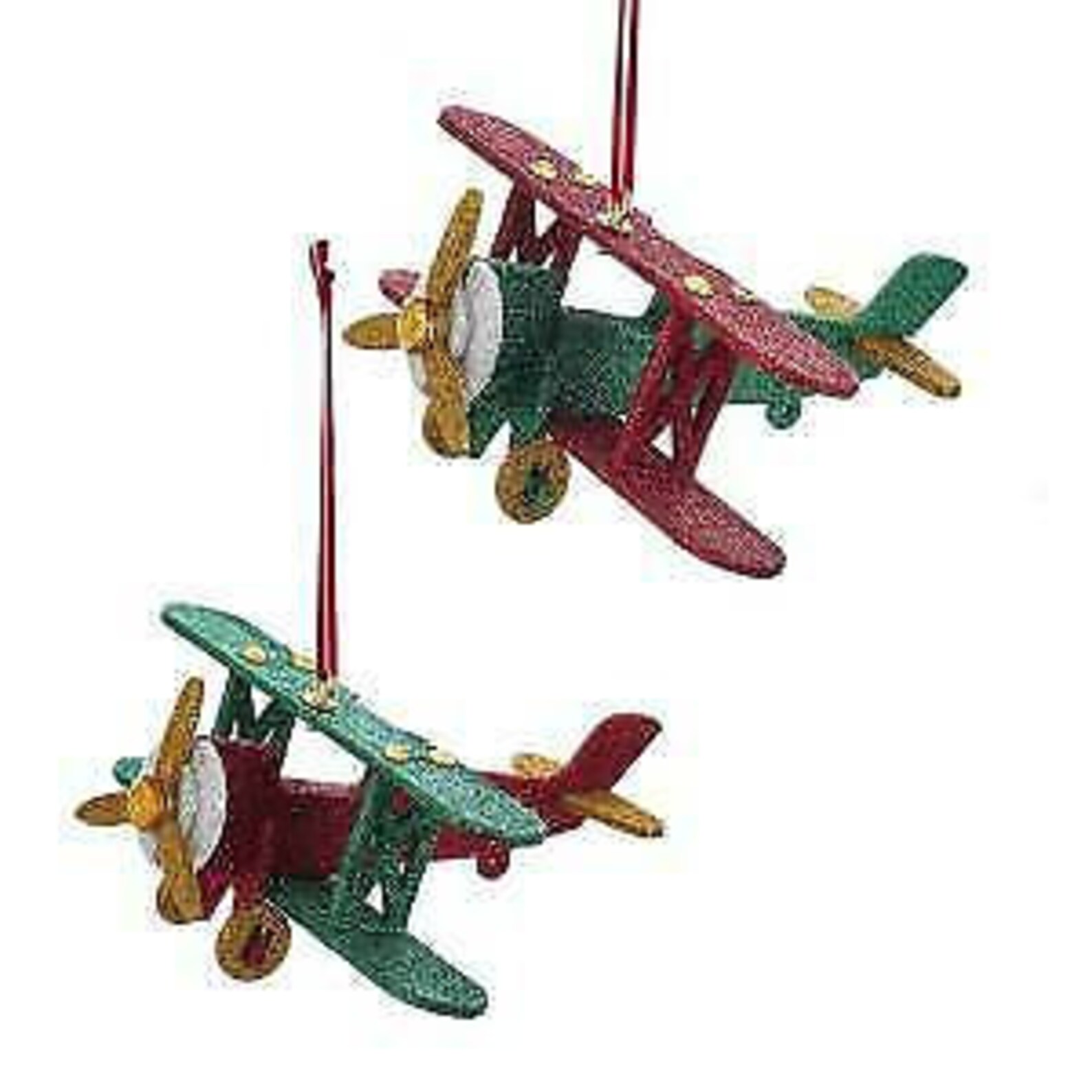 Set of 2 North Pole Wooden Airplane Ornaments Etsy
