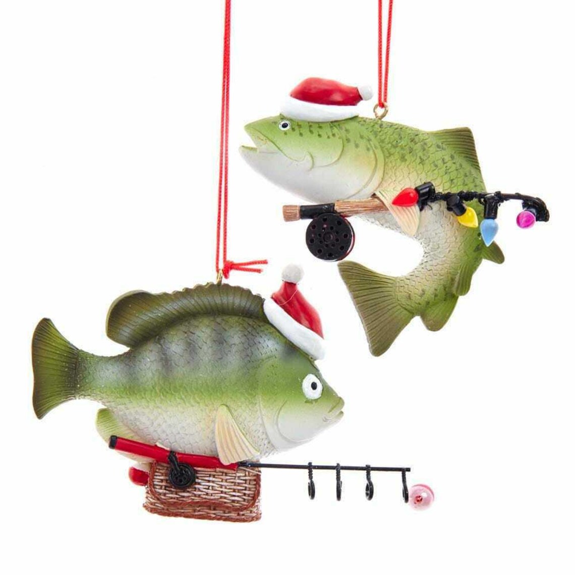 Set of 2 Fish Fishing Ornaments Etsy