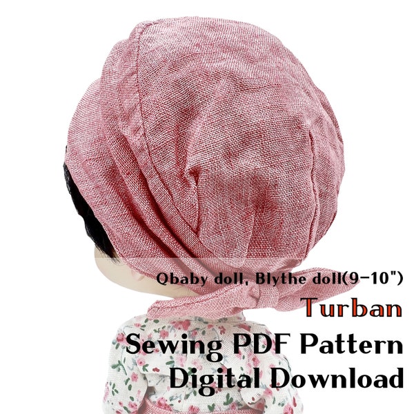Qbaby pop, Blythe pop (9-10") tulband, naaien PDF patroon digitale download