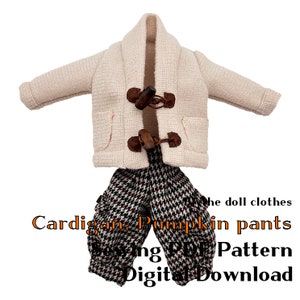 Blythe doll Cardigan & Pumpkin pants, Sewing PDF Pattern Digital Download