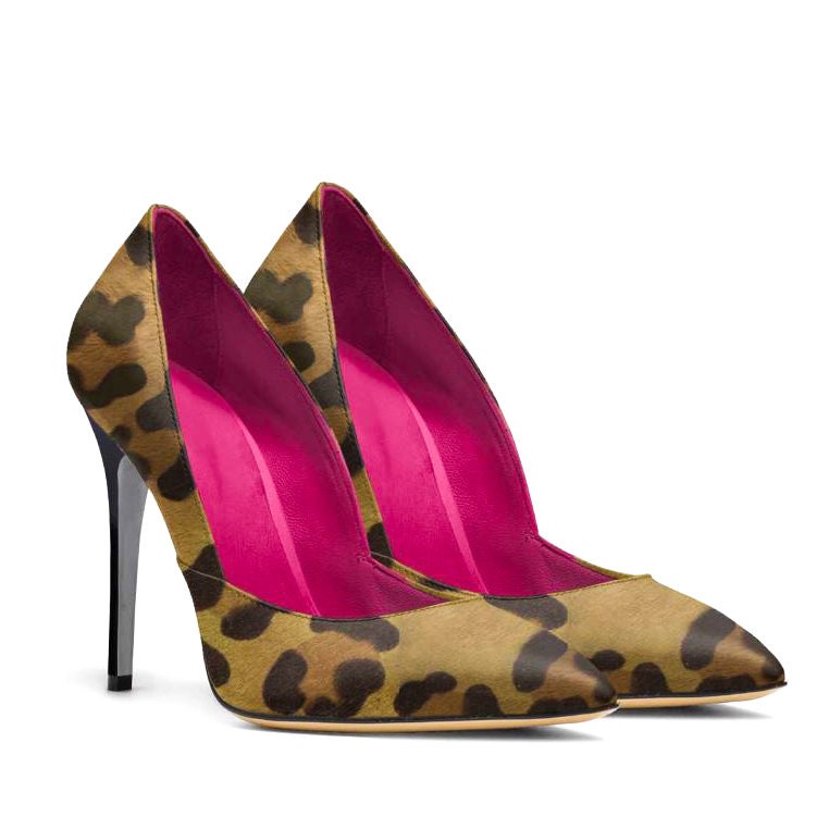 NIKKI Designer Leopard Print Pumps Made of Genuine Italian